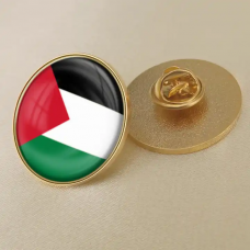 Round Palestine Flag Badge Brooch 