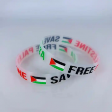 Transparent Silicone Wristband, Save Gaza / Free Palestine Flag 