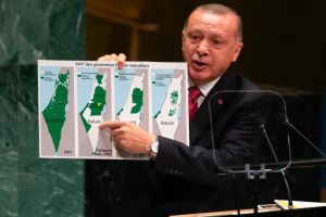 أردوغان يعرض خارطة فلسطين أمام الأمم المتحدة: إسرائيل لم تشبع