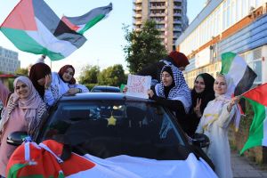 مسيرة سيارات تجوب شوارع لندن رافعة العلم الفلسطيني في ذكرى النكسة