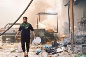 ارتفاع عدد ضحايا حريق سوق مخيم النصيرات إلى 14