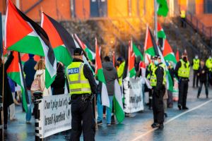Pro-Palestine Protesters Gather outside Hampden Ahead of Scotland World Cup Qualifier