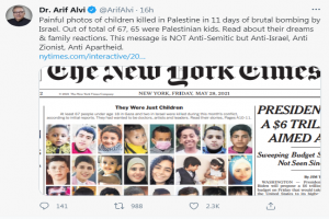 Pakistani President Shares ''Painful Photos'' of Killed Palestinian Kids