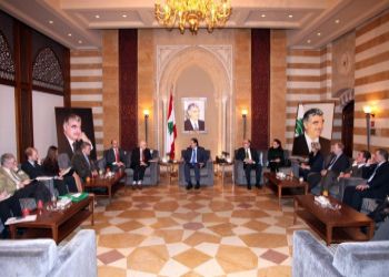 وفد مركز العودة يلتقي الرئيس اللبناني وميقاتي الحريري 