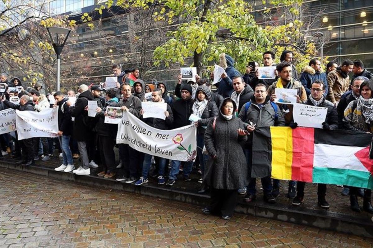 Palestinian Refugees Rally in Brussels to Demand Humanitarian Asylum