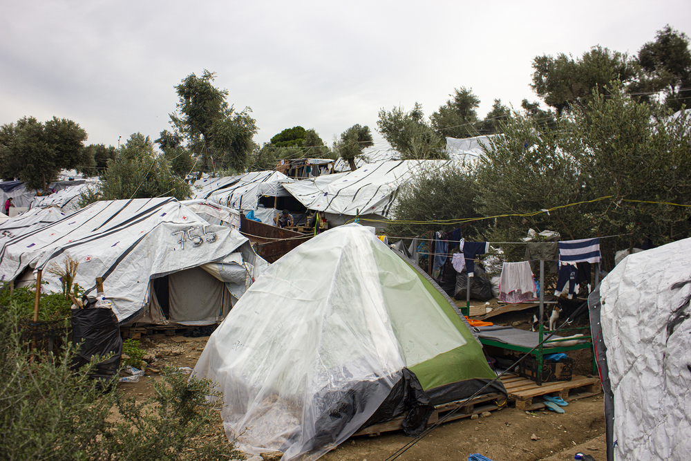 Palestinian Refugee Tents Flooded by Heavy Rain on Greek Island