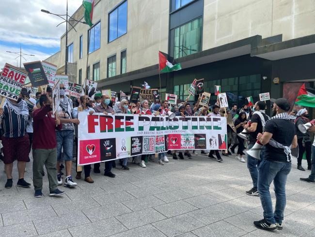 Protesters in UK Demonstrate against Sports-Wash of Israeli Apartheid